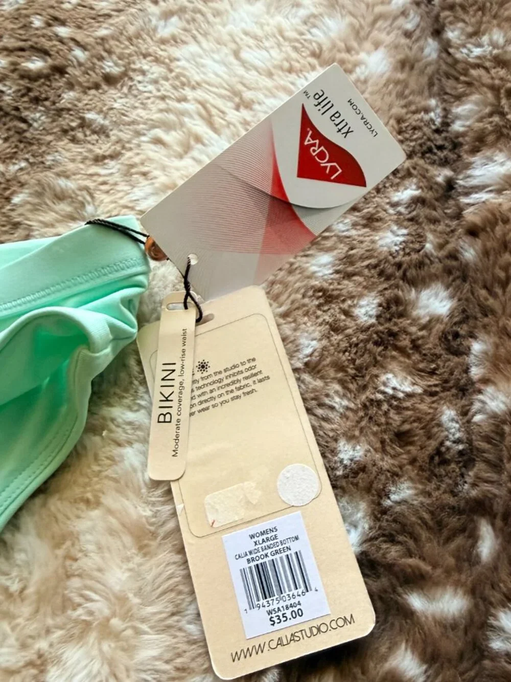 XL NWT CALIA Carrie Underwood Brook Green Wide Banded Bikini Swim Bottoms